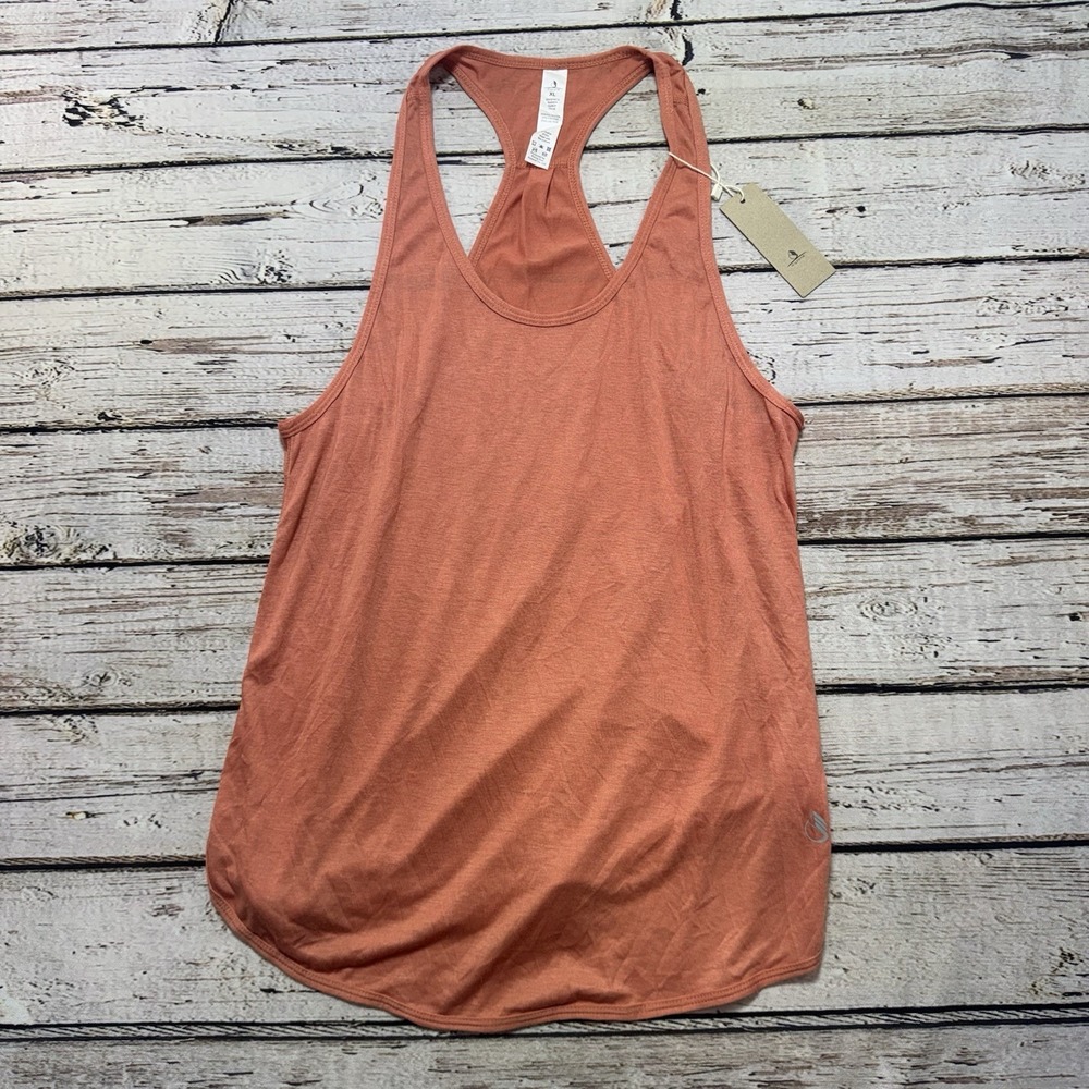 Icyzone Tank Top Women XL Orange Racerback Pleated Back‎ Activewear NWT
